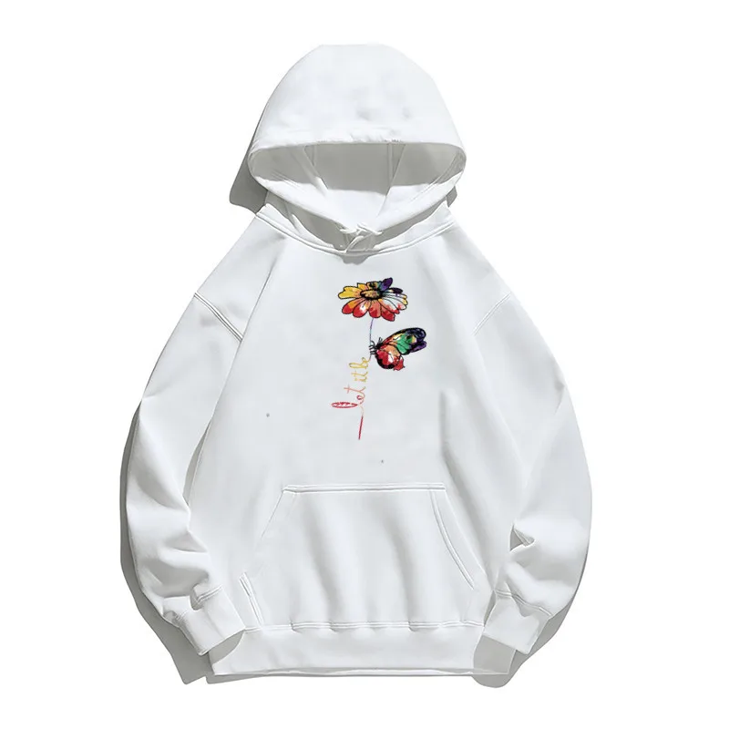 

Women Hoodie Colorful Butterfly Flower Printed Hoodies Women Fleece Long Sleeve Loose Sweatshirt with Hat Girls Pullovers Winter