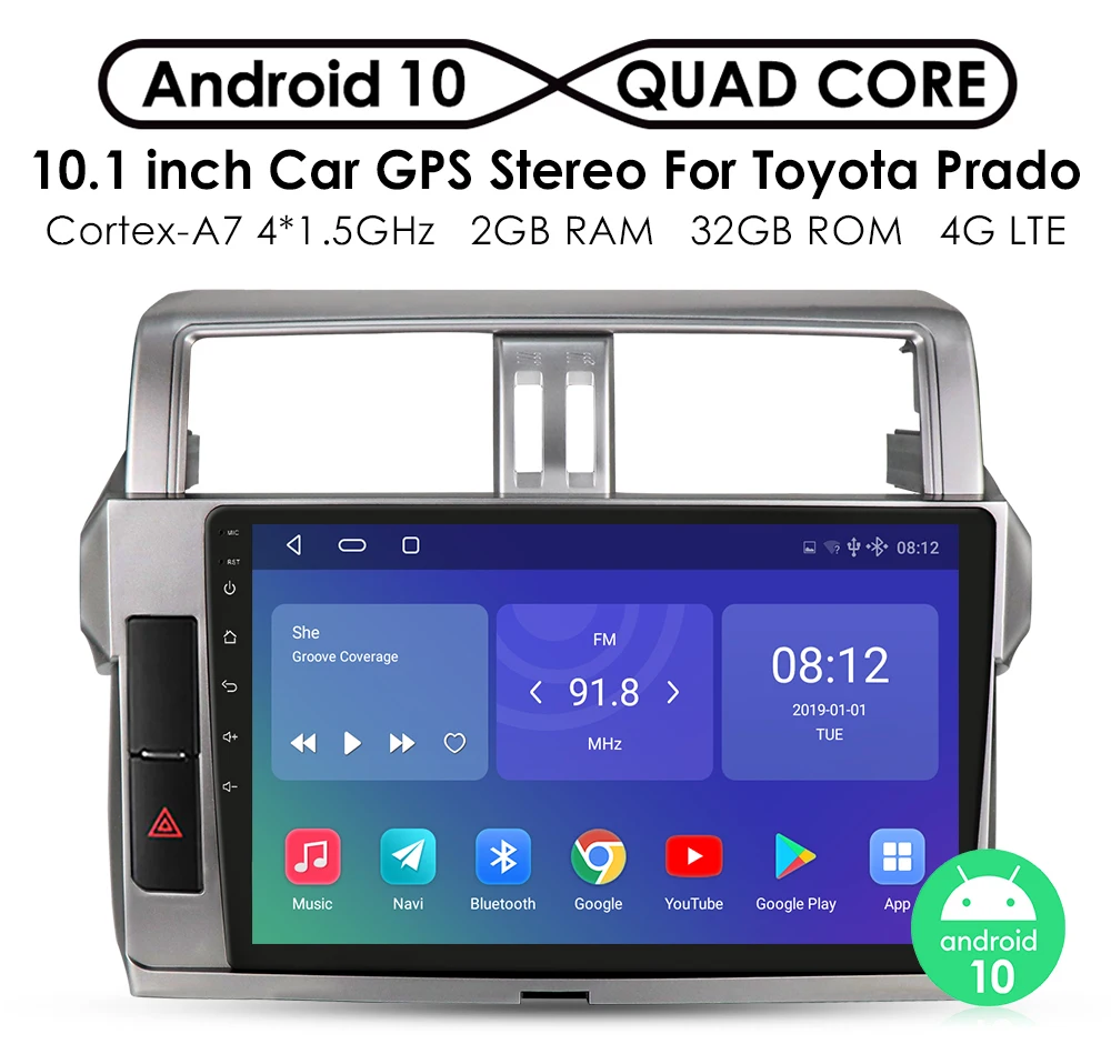 Автомагнитола 2DIN Android 10 автомобильный мультимедийный плеер для Toyota Land Cruiser Prado 150