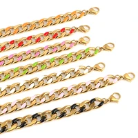 new fashion color thick chain bracelet stainless steel bracelets for women curb cuban chunky punk women bracelet jewelry gift