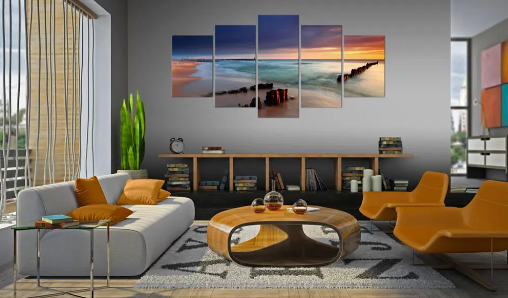 

Dawn By The Sea Home Wall Decoration Five Piece Set Canvas Printing Drawing Living Room