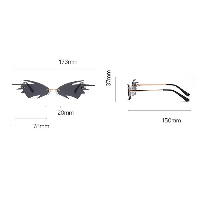 

Vintage Fire Flame Sunglasses Women Men Rimless Sunglasses Luxury Brand Rectangle Fashion Sun Glasses Clear Streetwear Shades