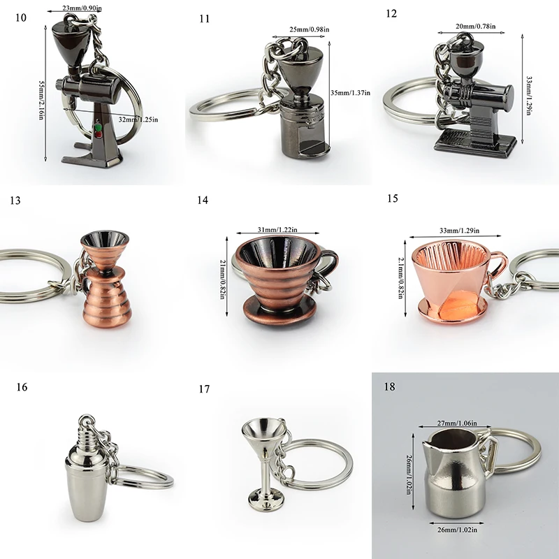 Creative Barista Coffee Tamper Keychain Machine Handle Moka Pitcher Keyring Portable Coffeeware Espresso Accessories Gift | Украшения и