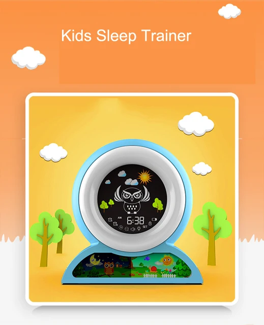 Reloj despertador para niños OK to Wake Sleep Training con luz nocturna,  máquina de sonido de doble pantalla, bloqueo infantil, reloj despertador