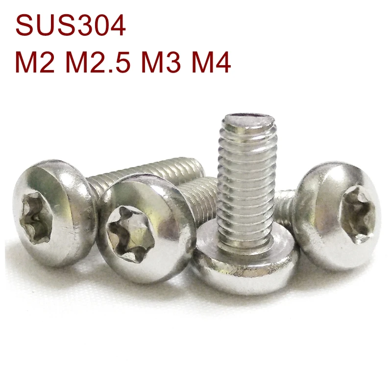 Винт Torx с круглой головкой из нержавеющей стали M2 M2.5 M3 M4 SUS304 шестислойные винты