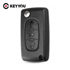 Флип-чехол KEYYOU 20 шт. для Citroen C2, C5, C6, XSARA, для PEUGEOT 207, 406, 307, 308, 408, 107, 3 кнопки, флип-чехол