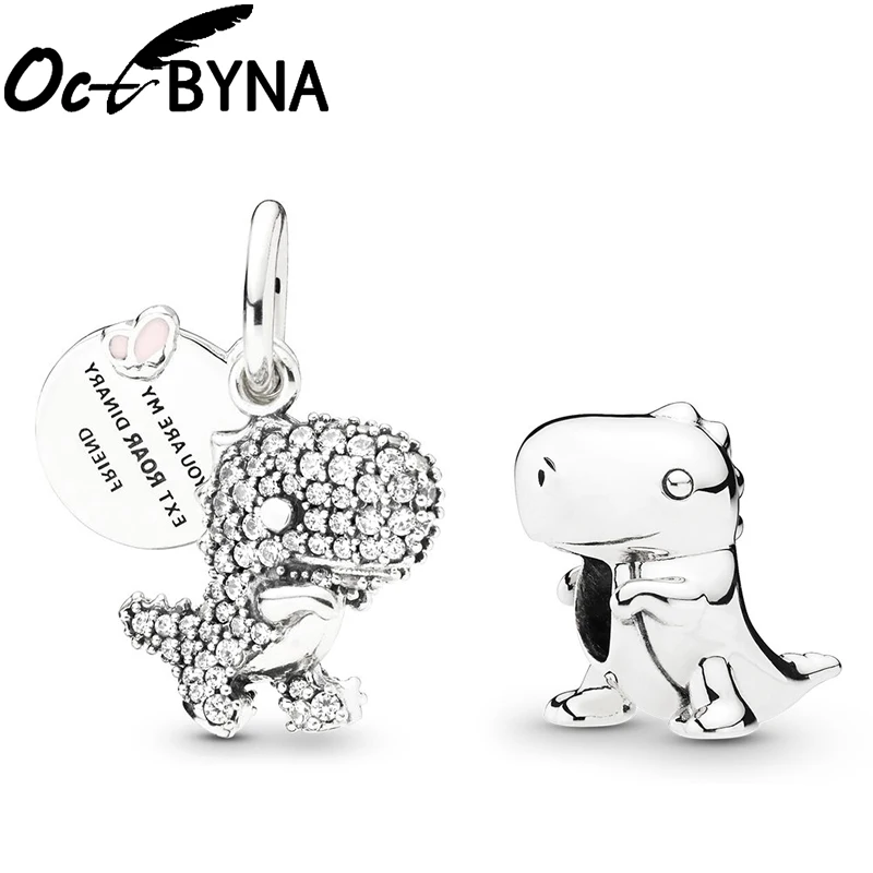 Octbyna Популярные хрустальные динозавры Подвески Бусины Подходит Pandora браслет