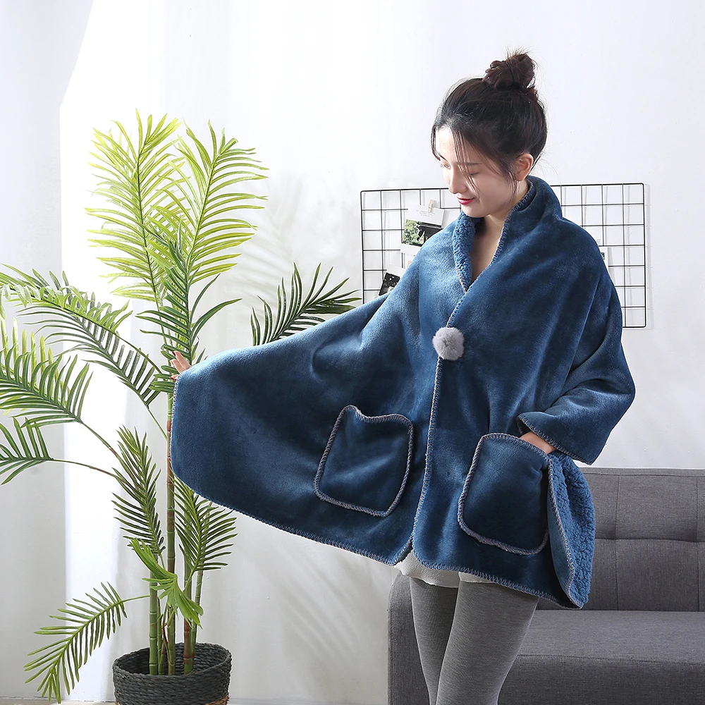 Liv-Esthete теплое Фланелевое синее одеяло из шерпы толстовка спортивное уличное для