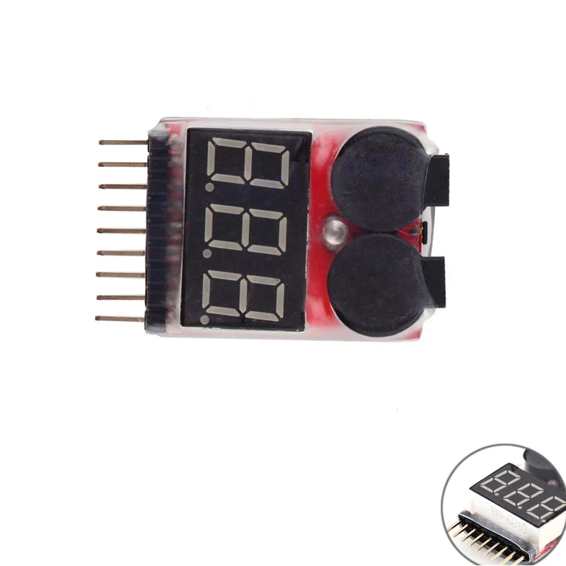 

1/2pcs 2in1 1-8s Lipo Battery Voltage Tester,RC Low Voltage Buzzer Alarm,Battery Monitor Checker Tester for 1-8s Lipo/Li-ion/LiM