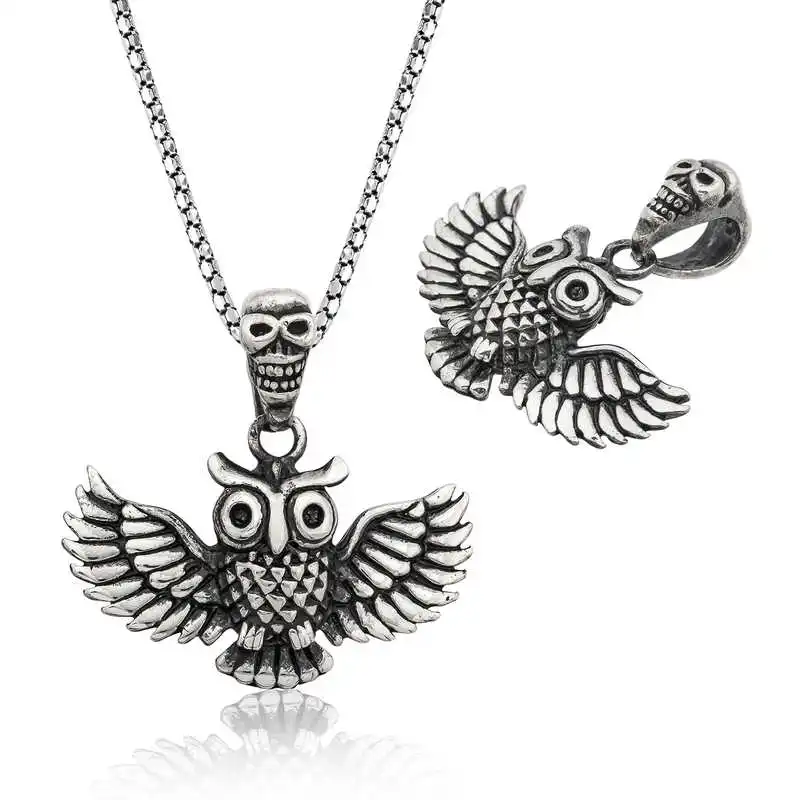 Silverlina Silver Owl Men 'S Necklace