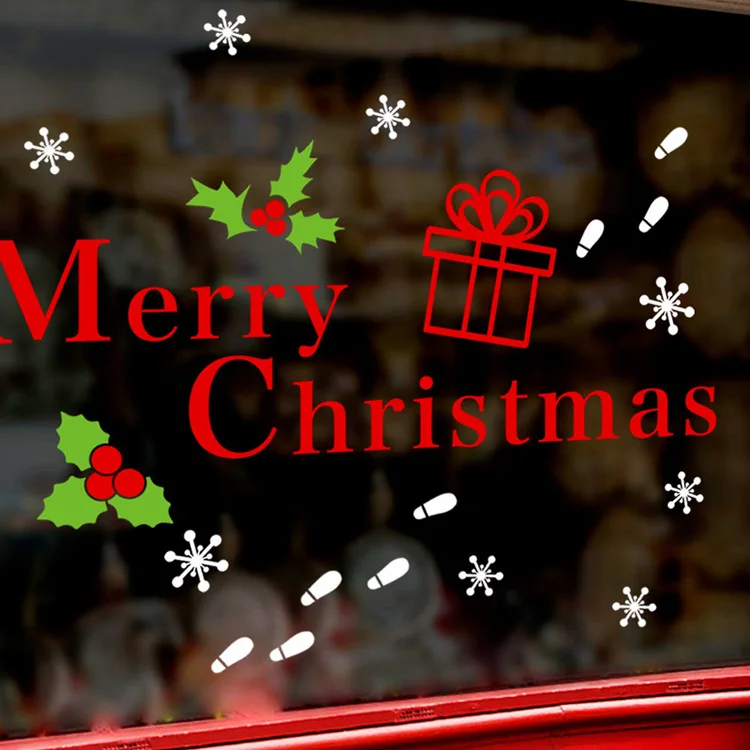 Merry Christmas стикер на стену Снежинка рождественские праздничные украшения гостиная домашний декор Новогодняя дверь из оконного стекла стикер s