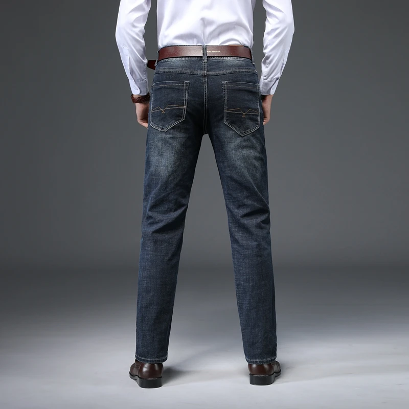 Стрейчевые джинсы для мужчин винтажные потертые синие модные повседневные