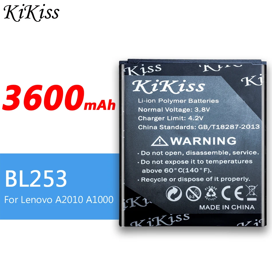 KiKiss BL253 3600 мА/ч мобильный телефон запасная батарея для Lenovo A2580 A2860 A2010 A2800D A3800D A3600D