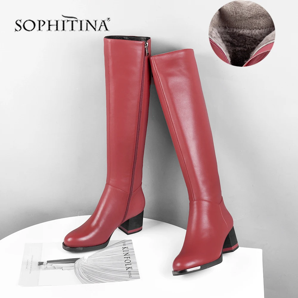 SOPHITINA/Зимние женские сапоги. Модные дизайнерские сапожки высокого качества из