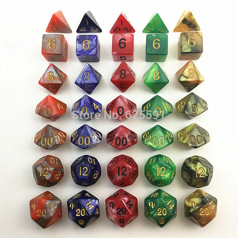 Новый набор цифровых игральных костей разных цветов 7 шт./компл. DnD d4 d6 d8 d10 d % d12 d20