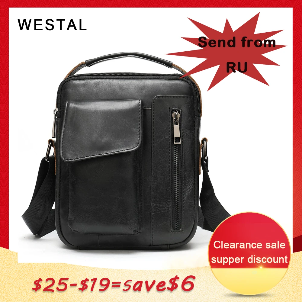 WESTAL сумка мужская из натуральной кожи маленький мужчина коровьей клапаном