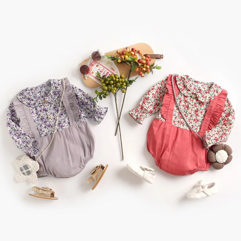 

Baby Romper Spring and Autumn Newborn Clothes Newest Floral Long Sleeve Jumpsuit Girls Ruffles Costume Kids Cute Onesie Coverall