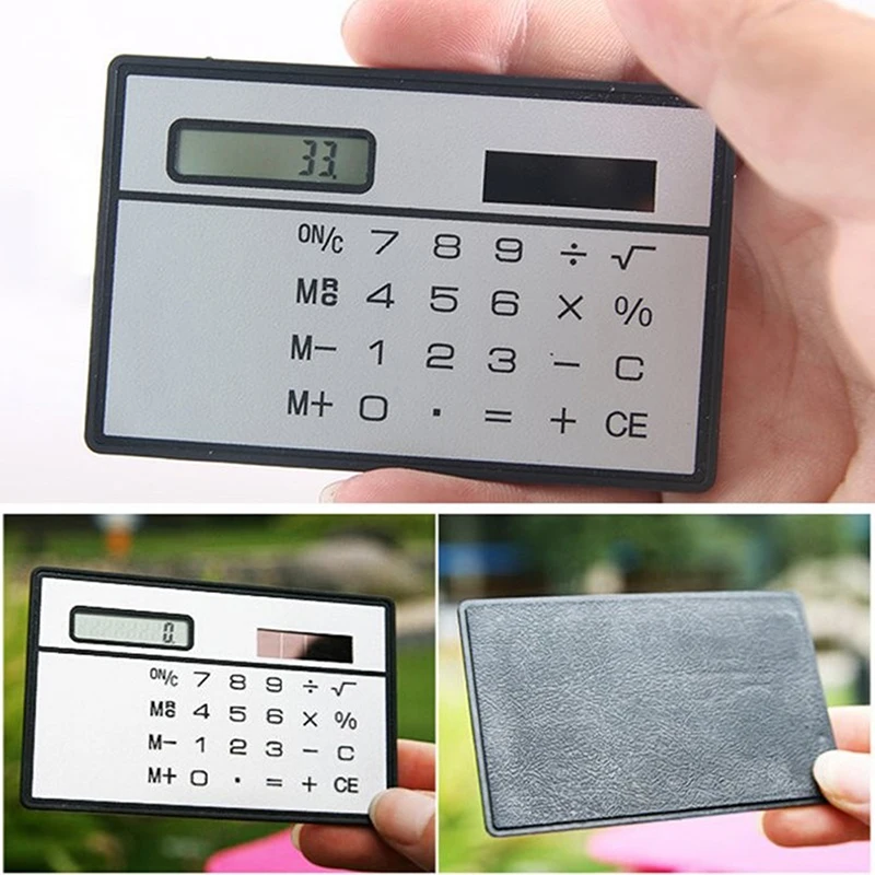 Solar Powered Mini Ultra thin portable Pocket Calculator Novelty Slim Credit Card Cheap For Outdoor Travel | Компьютеры и офис