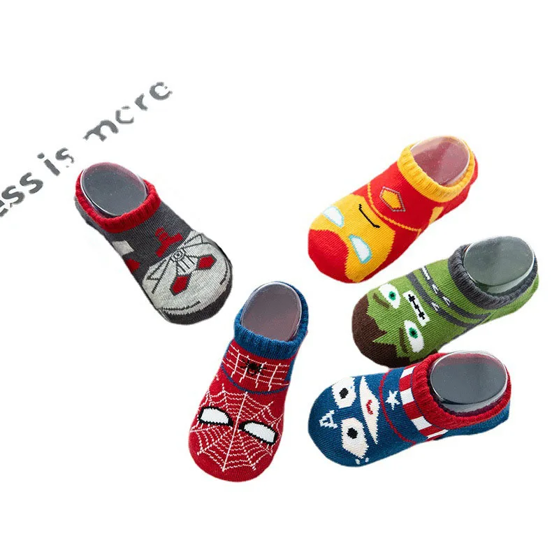 New 2021 Anime Cotton Socks Marvel Spiderman Superhero Short Children Socks Spiderman Ironman Figures Soft Kids Socks