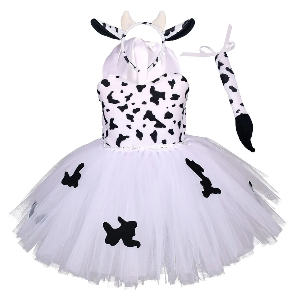 Halloween Animal Cosplay Costume for Children Forest Theme Cows Tiger Giraffe Leopard Zebra Tutu Dresses Performance Dance Sets