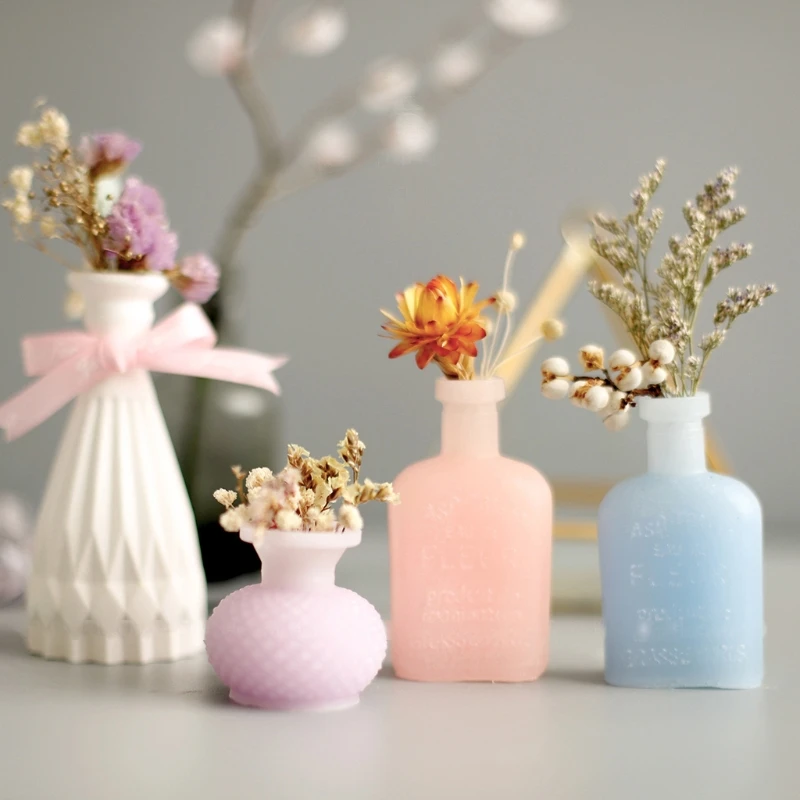 

3D Flower Vase Silicone Mold Flower Urn Pot Chocolate Plaster Candle Soap Resin Cement Concrete Resin Casting Mold Tool