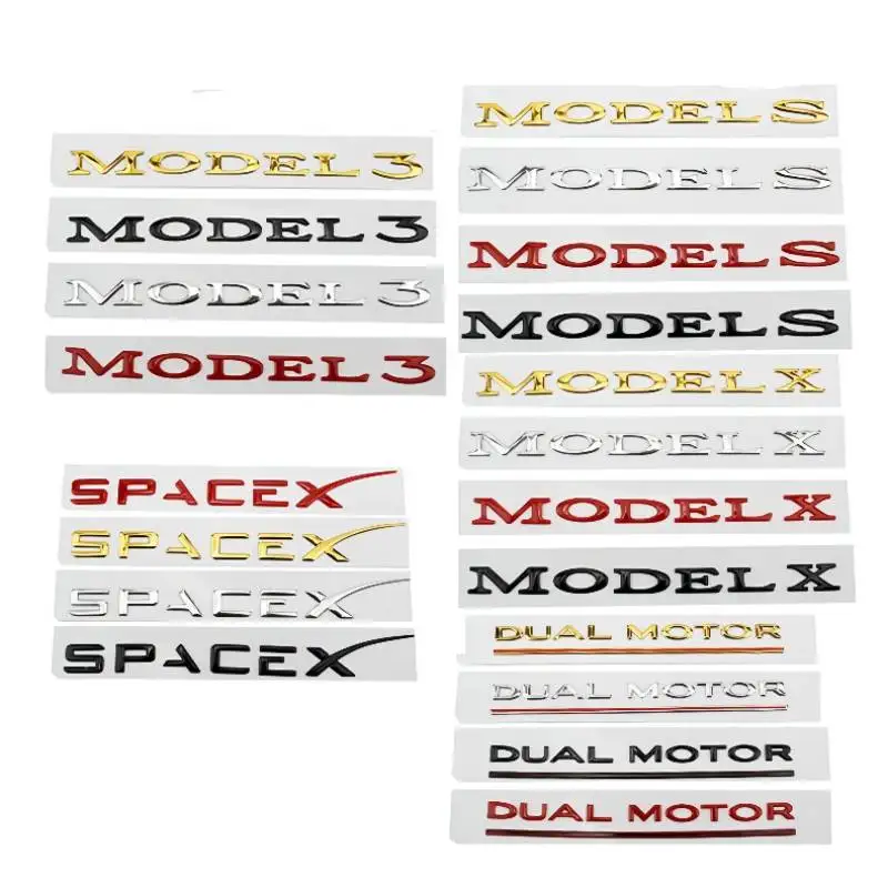 

1PCS 3D Metal for Tesla Logo Model 3 S X DUAL MOTOR SPACEX Car Body Stickers and Decals TESLA Letter Emblem Styling Accessories