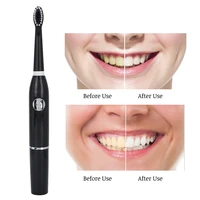 black electric sonic toothbrush nylon fine soft hair waterproof children adult automatic toothbrush cleaning whitening teeth