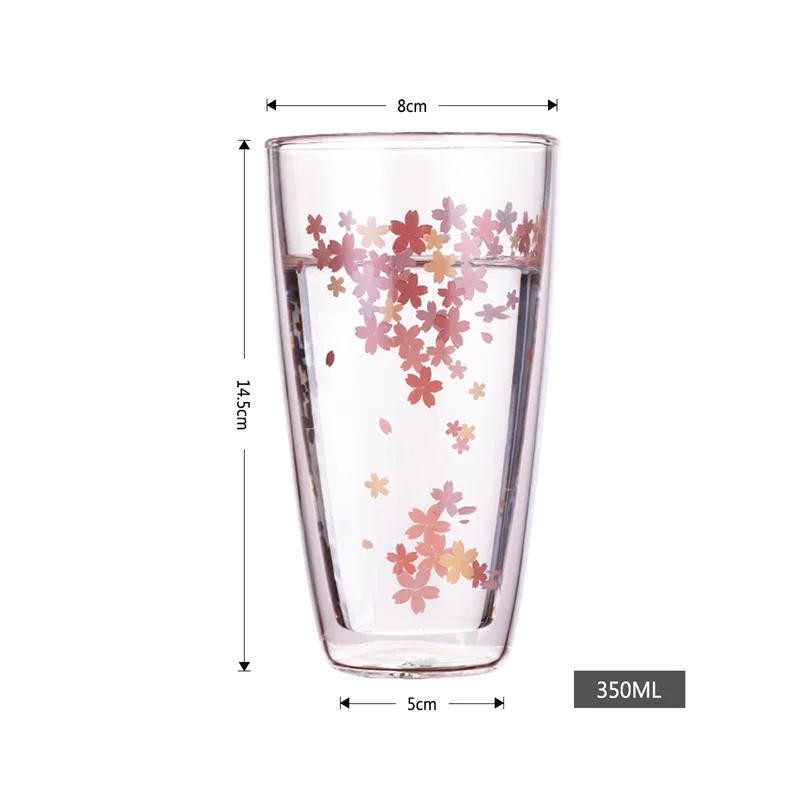 Стеклянная Кружка OBR стакан для пива с двойными стенками и цветком вишни кружка