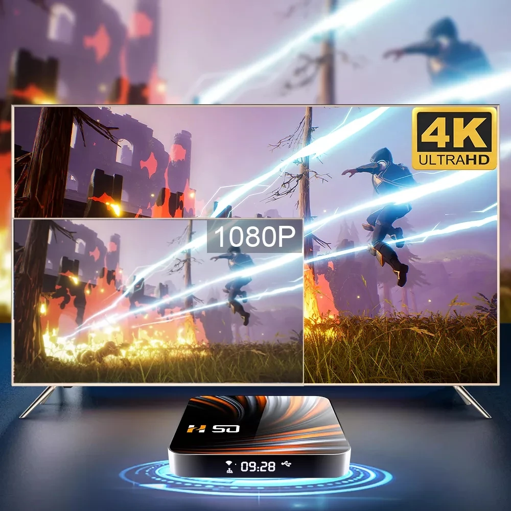 Приставка Смарт-ТВ H50 Android 2022 четырехъядерный процессор RK3318 10 0/2 4 ГГц Wi-Fi и BT 5 8 4K H.265