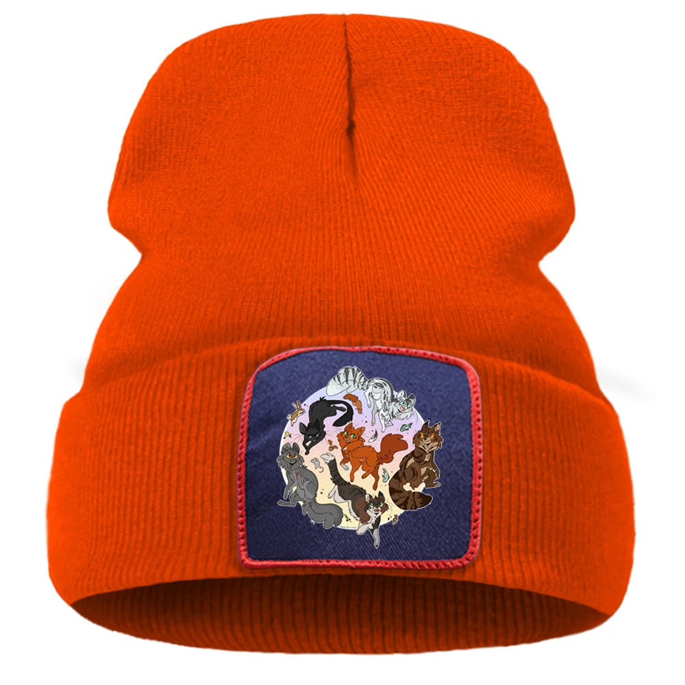 Забавные модные однотонные вязаные шапки с принтом животных и кошек Мягкая