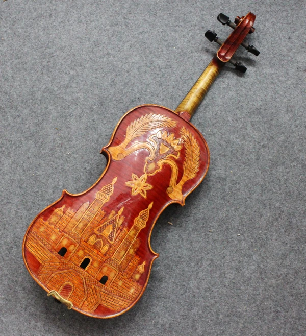 Роскошный Королевский замок LOMMI 4/4 Stradi резной скрипка из эбенового дерева