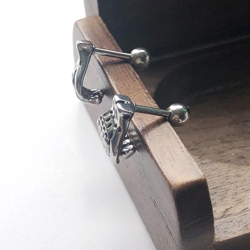 1/2 шт. 316l хирургической Сталь средний палец жест штанга для языка пирсинг кольца