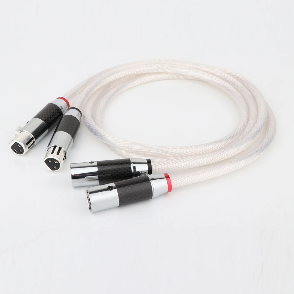Пара 7N OCC Чистая медь посеребренный Аудио Баланс кабель Hifi XLR с углеродным Fibert