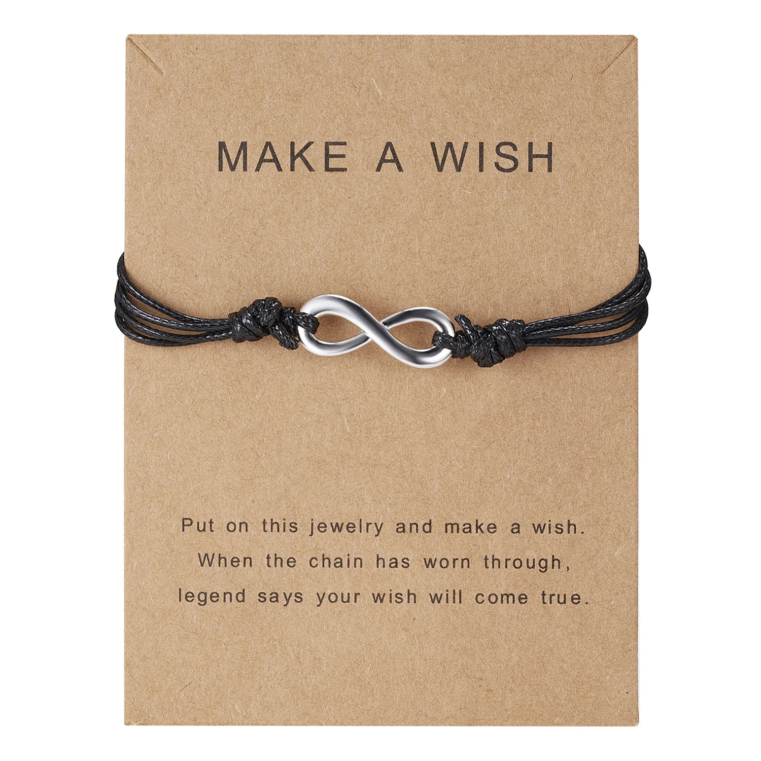 

Paper Card Heart Infinity Owl Leaves Letters Love Charm Hand Woven Wax String Adjustable Bracelet