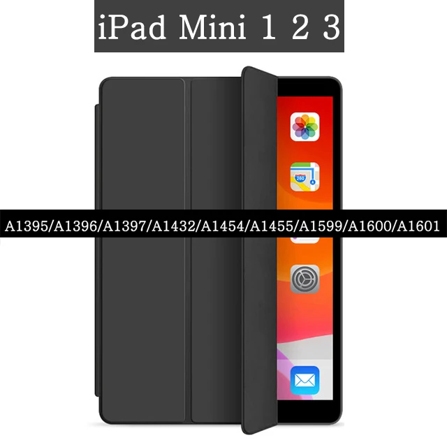 Jet Black Стенд флип чехол для Apple Ipad Mini 1 2 3 4 5 7,9 дюймов A2124 A2125 A2126 из искусственной кожи на магните чехол с автоматическим включением и/Sleep(Пробуждение/спящий режим) Smart Cover - Цвет: Jet Black