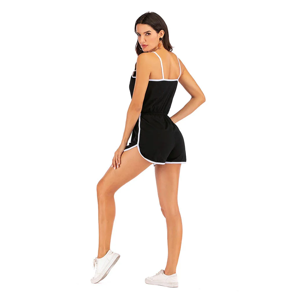 Women's Casual Sleeveless Jumpsuit Women Sling Shorts Pocket Sports Running комбинезон женский#GH | Женская одежда