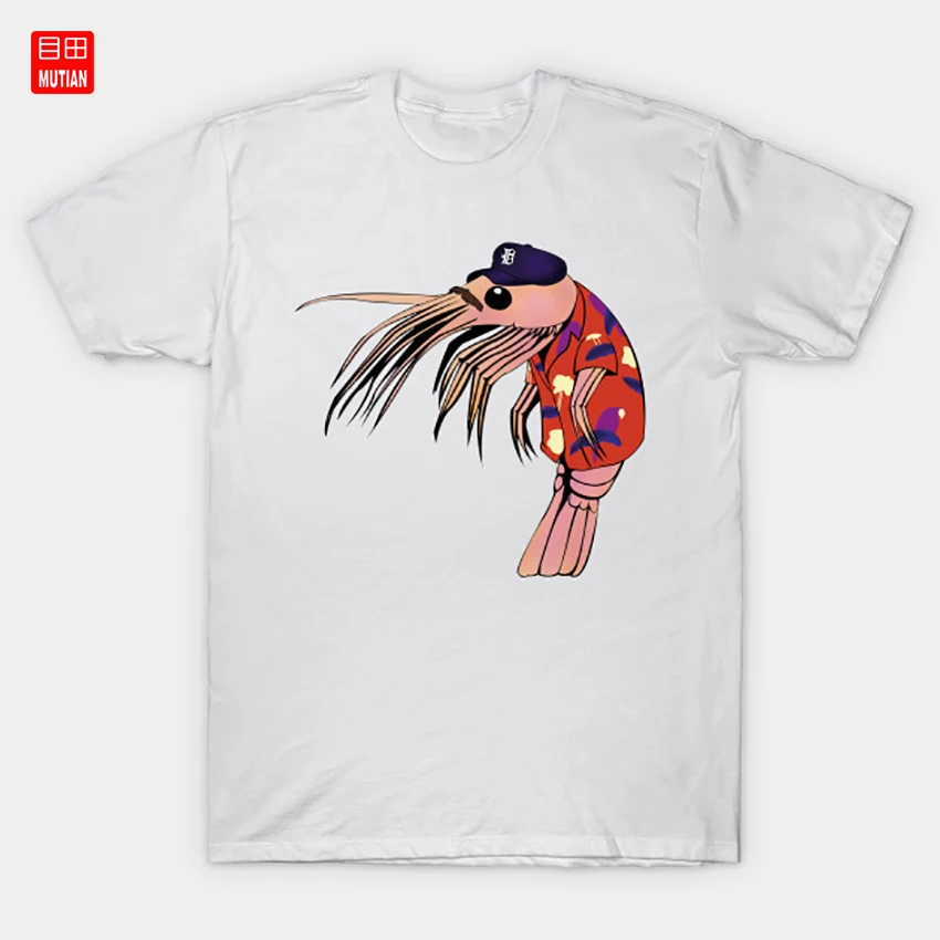 Футболка с изображением креветок и Селлека Гавайские острова усы Том забавные