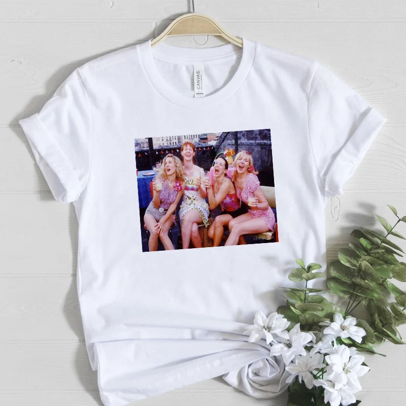 Женская винтажная хлопковая Футболка с изображением Кэрри Брэдшоу Саманты