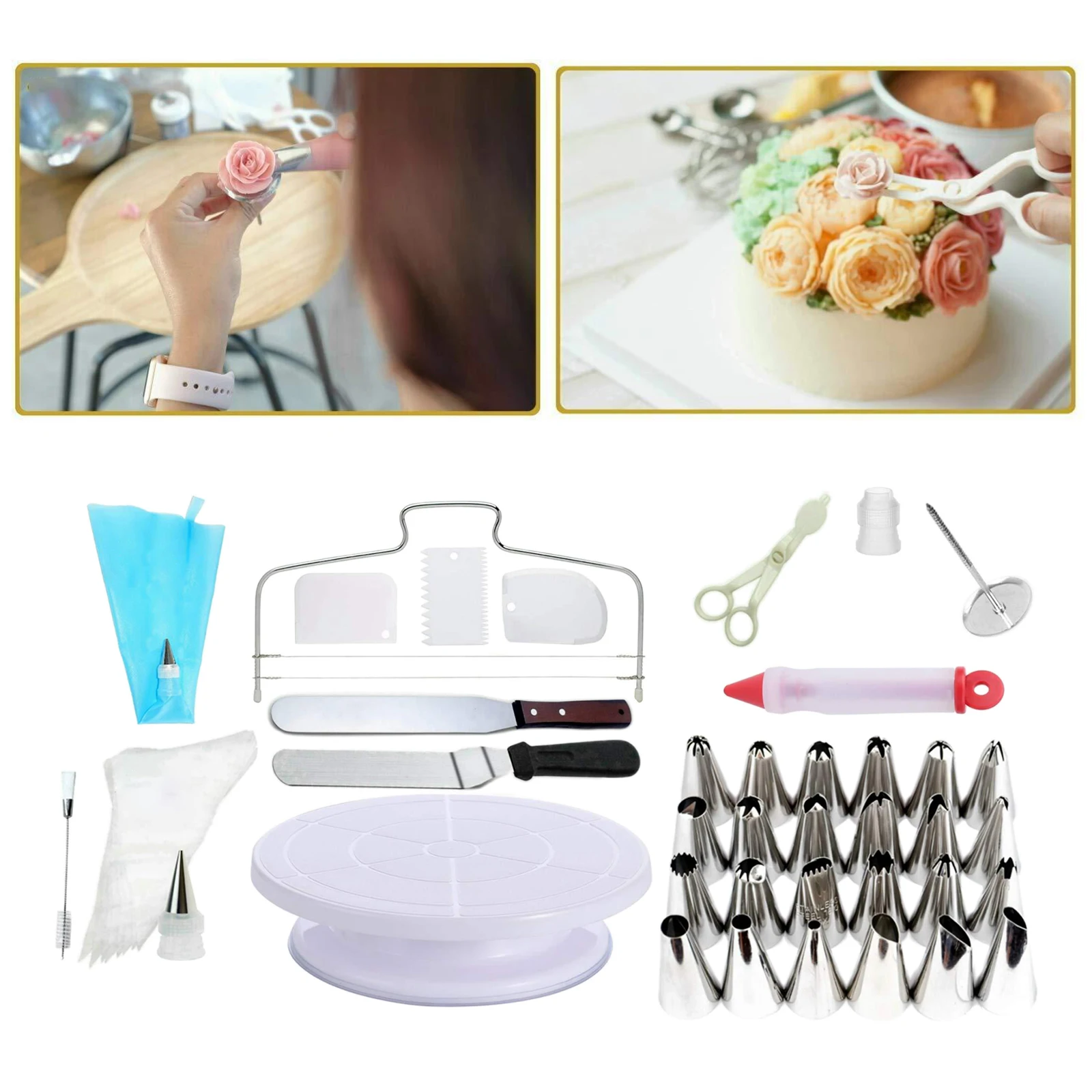 

60 Pieces Kitchen Cake Decorating Tool Set Cupcake Baking Supplies Kit