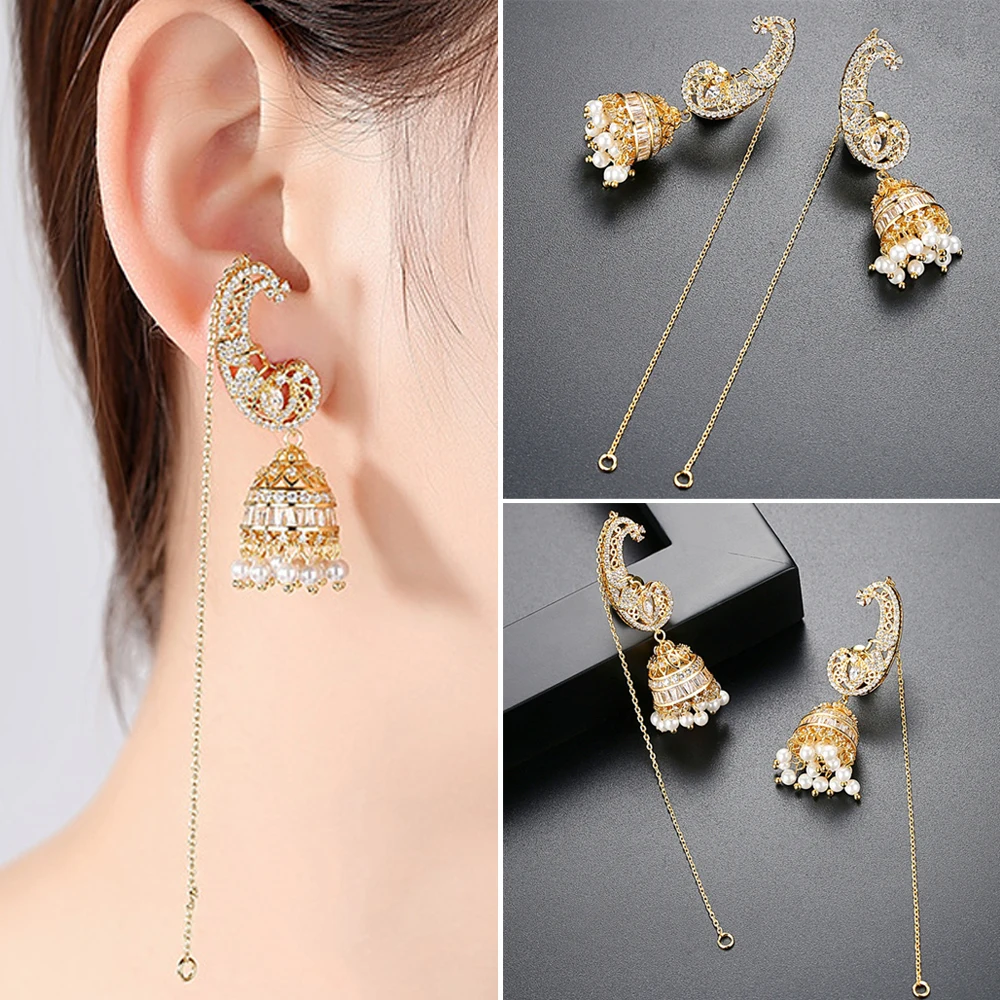 Винтажные богемные циркониевые бусины кисточки Висячие этнические Jhumka Jhumki