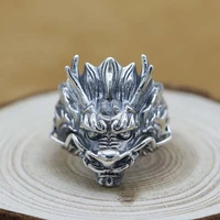 chinese zodiac animal jewelry male vintage punk dog dragon tiger ring silver 925 adjustable 2022 new year gift for man husband