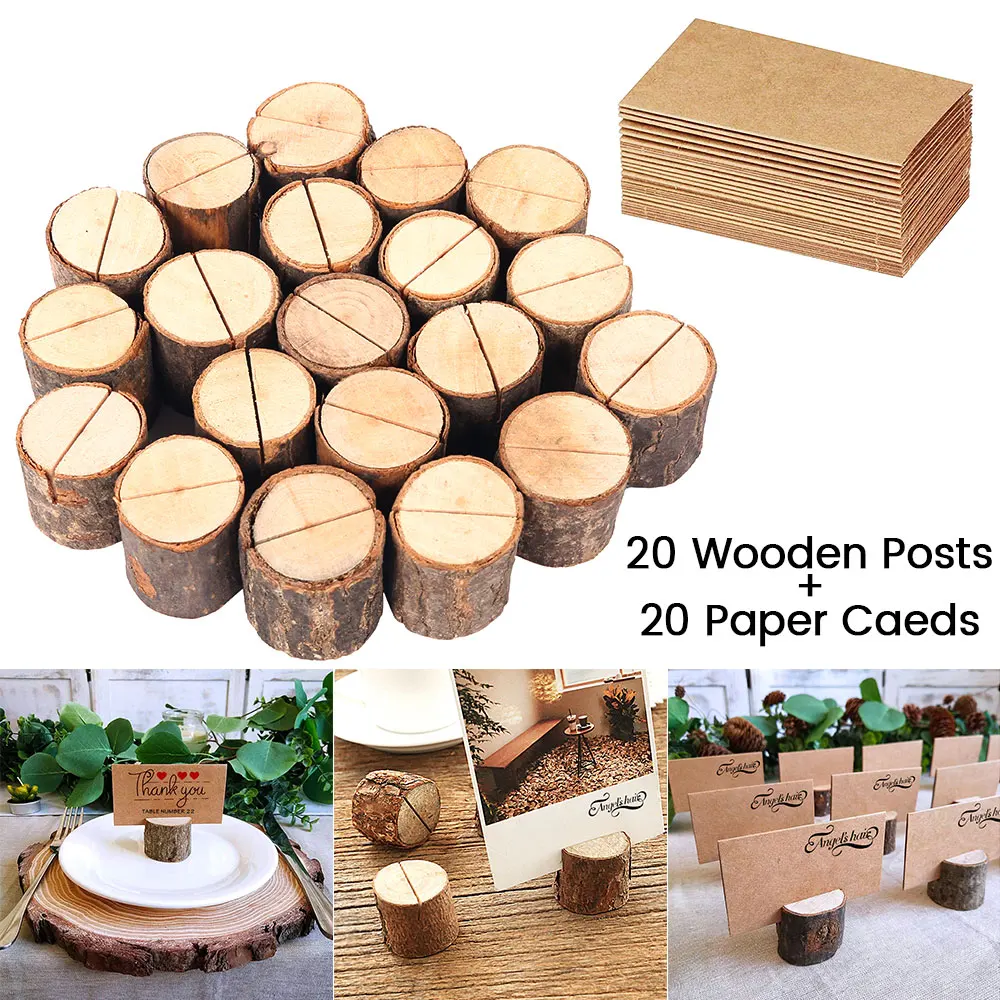 20 шт./лот деревянный ворс карточка с именем и местом держатели для фотографий