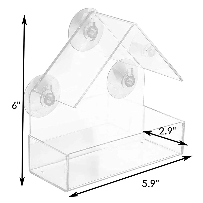 

2 Pcs Bird Feeder Transparent Glass Window Viewing Adsorption House Type Simple and Portable for All Seasons Outdoor Indoor