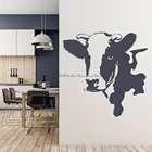 Виниловая наклейка на стену в виде коровы, силуэт портрета коровы, фермы, дома, гостиной, спальни, декоративные обои D24