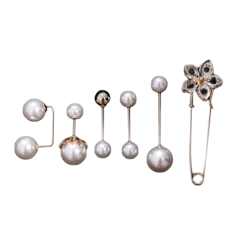 

1 Set Vintage Imitation Pearl Beads Safety Pins Shiny Rhinestone Jewelry Brooch Shirts Dresses Cardigan Collar Sweater Scarf Sha