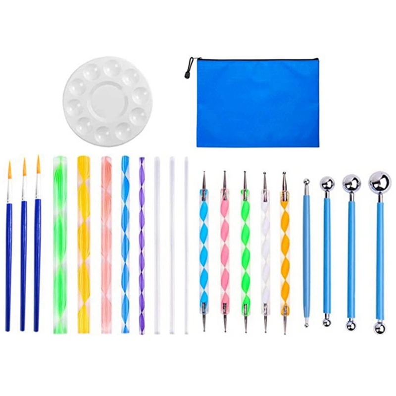

Mandala Template Painting Combo Set 27-Piece Stippling Tool Soft Pottery Painting Pen