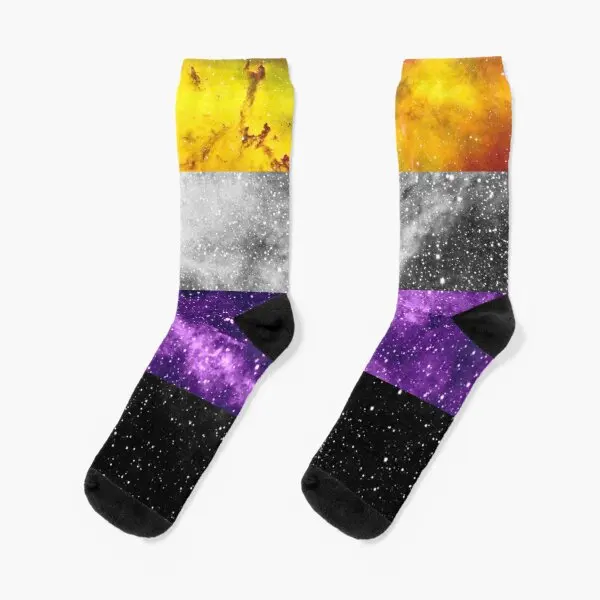 

Nonbinary Galaxy Crew Socks Ankle Best Knee High Mens Women Black