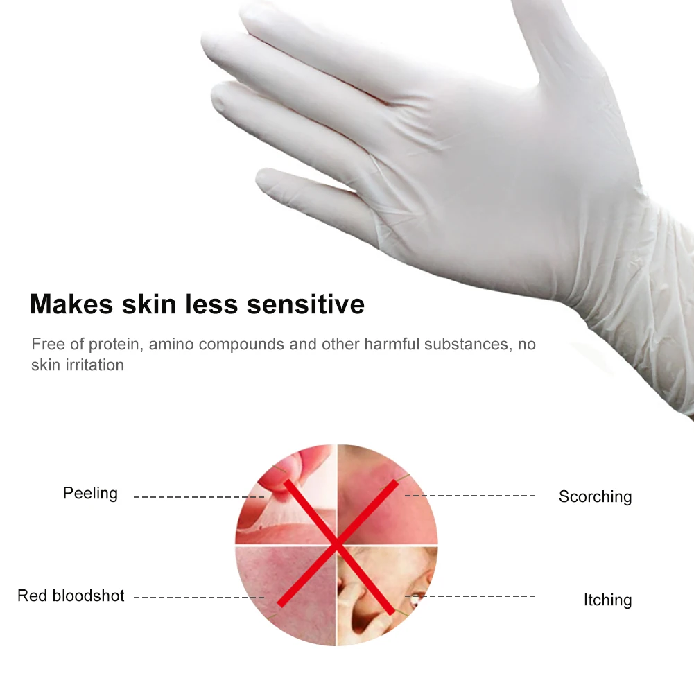 100 шт. одноразовые латексные перчатки белые Нескользящие кислотные и щелочные