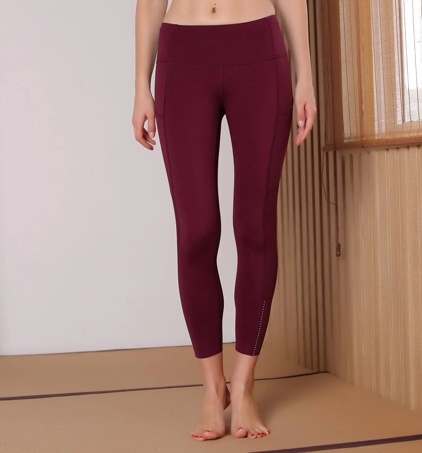 1019-Claret Lulu и lemon, сексуальные тренировочные женские спортивные штаны для йоги, леггинсы с карманами для спортзала, фитнеса, тренировок, пробежек, женские спортивные Леггинсы - Цвет: 1019-Claret