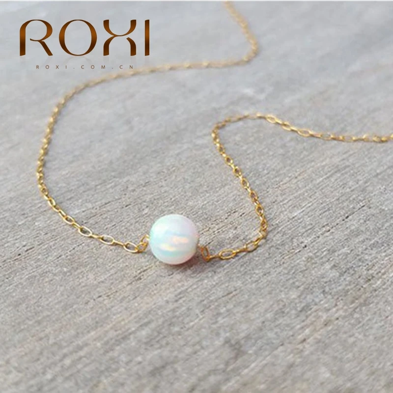 ROXI Белый огненный опал колье золотая цепочка ожерелье маленькая круглая