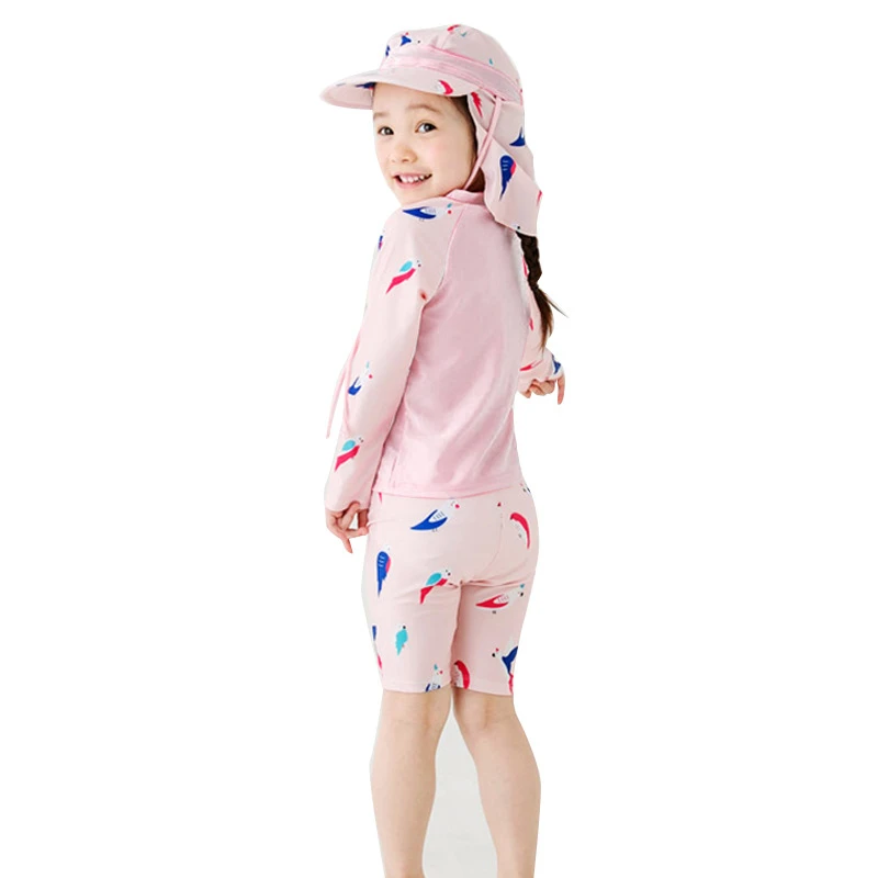 Платье с длинными рукавами для девочек Сыпь гвардии розовые птицы детей